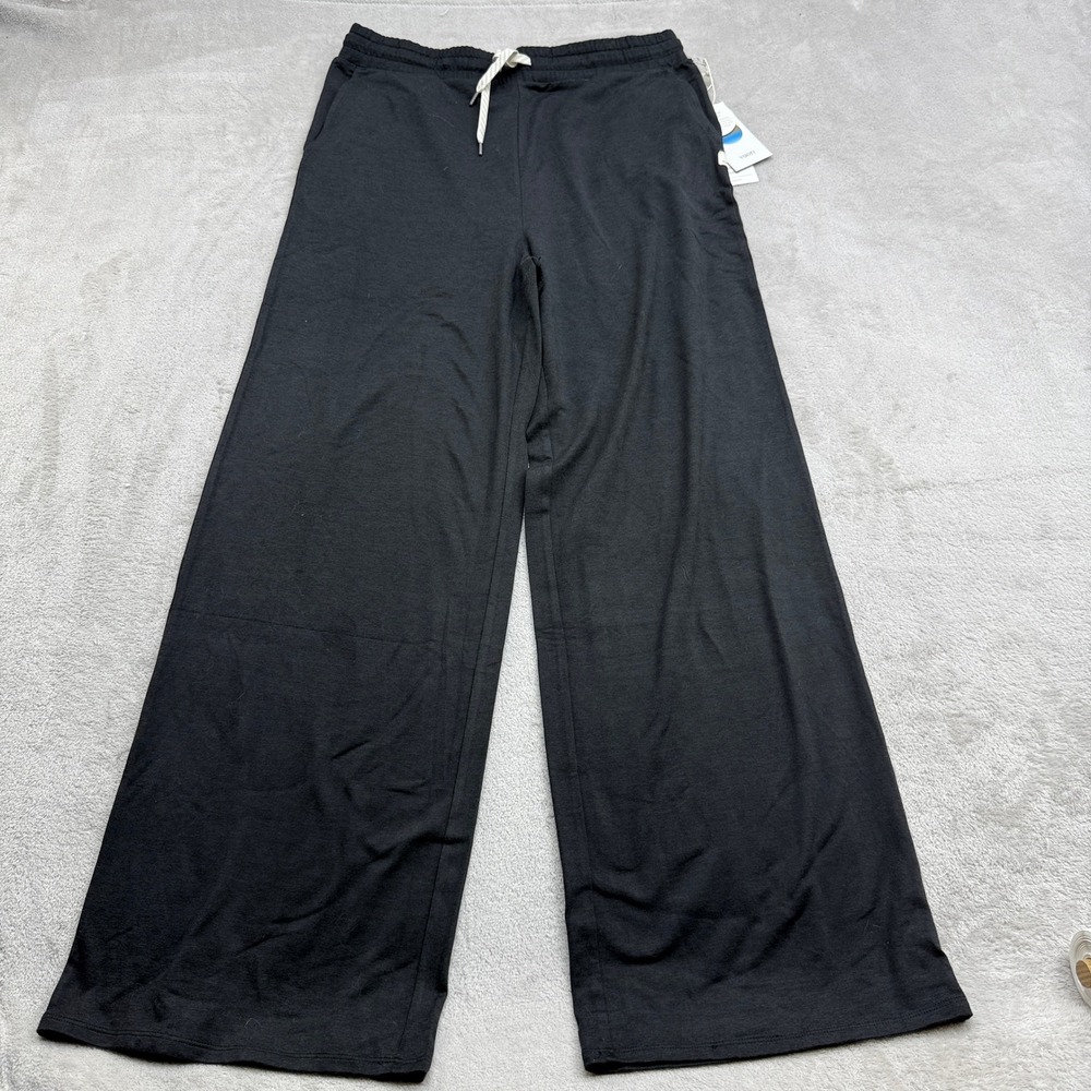 Vuori Halo Essential Wide Leg Pants Women's L Black Heather Softcore Yoga Travel